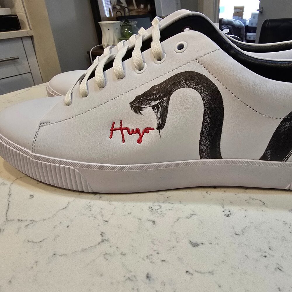 Hugo BOSS "Snake" Trainers Shoes Tennis 50459338 US MENS Size 13 White NWOB RARE